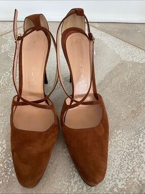 Casadei Brown Suede Strappy Pointed-Toe Heels